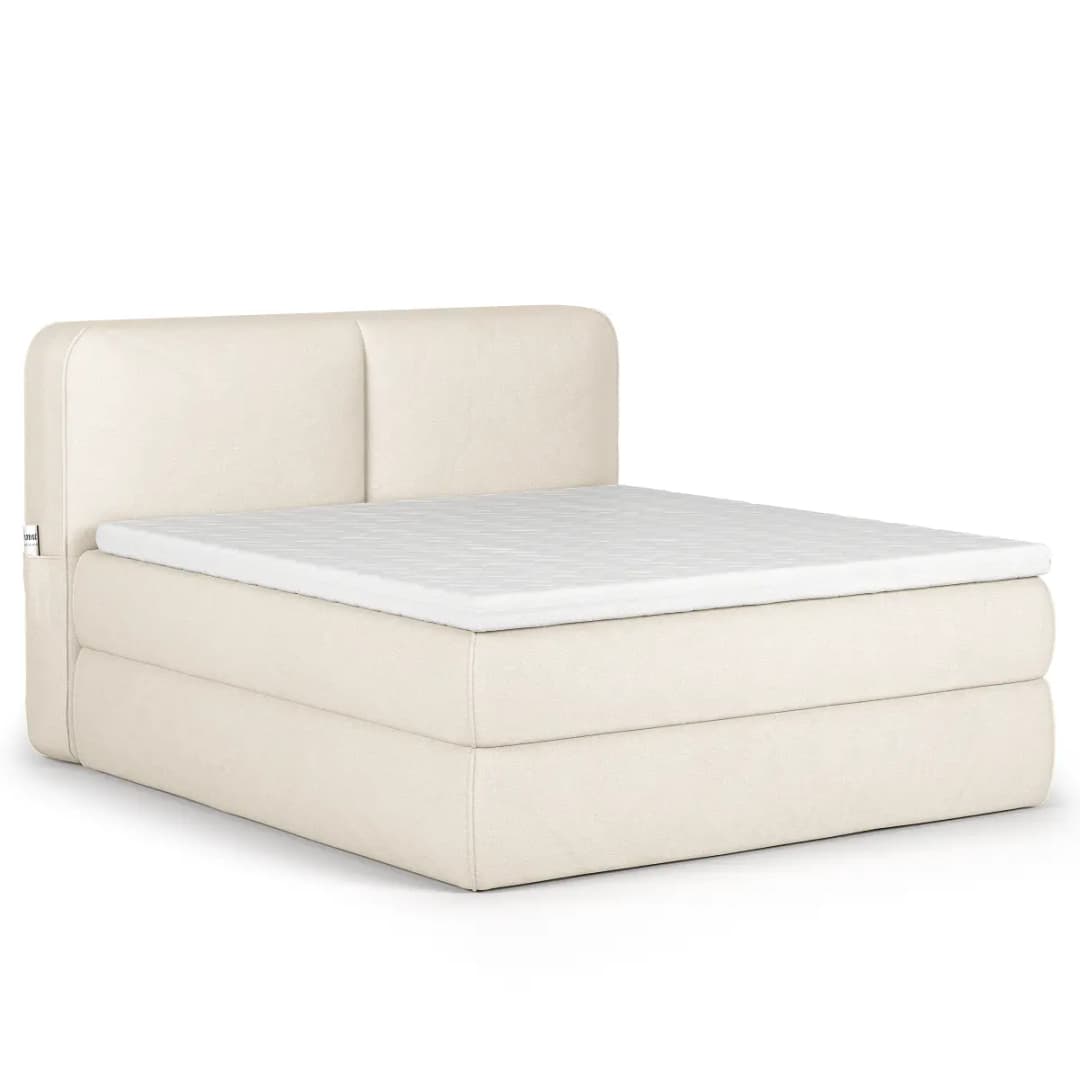 Premium Boxspringbett 200 x 200cm Webstoff Wiam Weiß H2 / H3