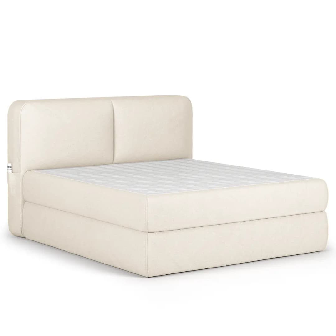 Premium Boxspringbett 200 x 200cm Webstoff Wiam Weiß H2 / H3