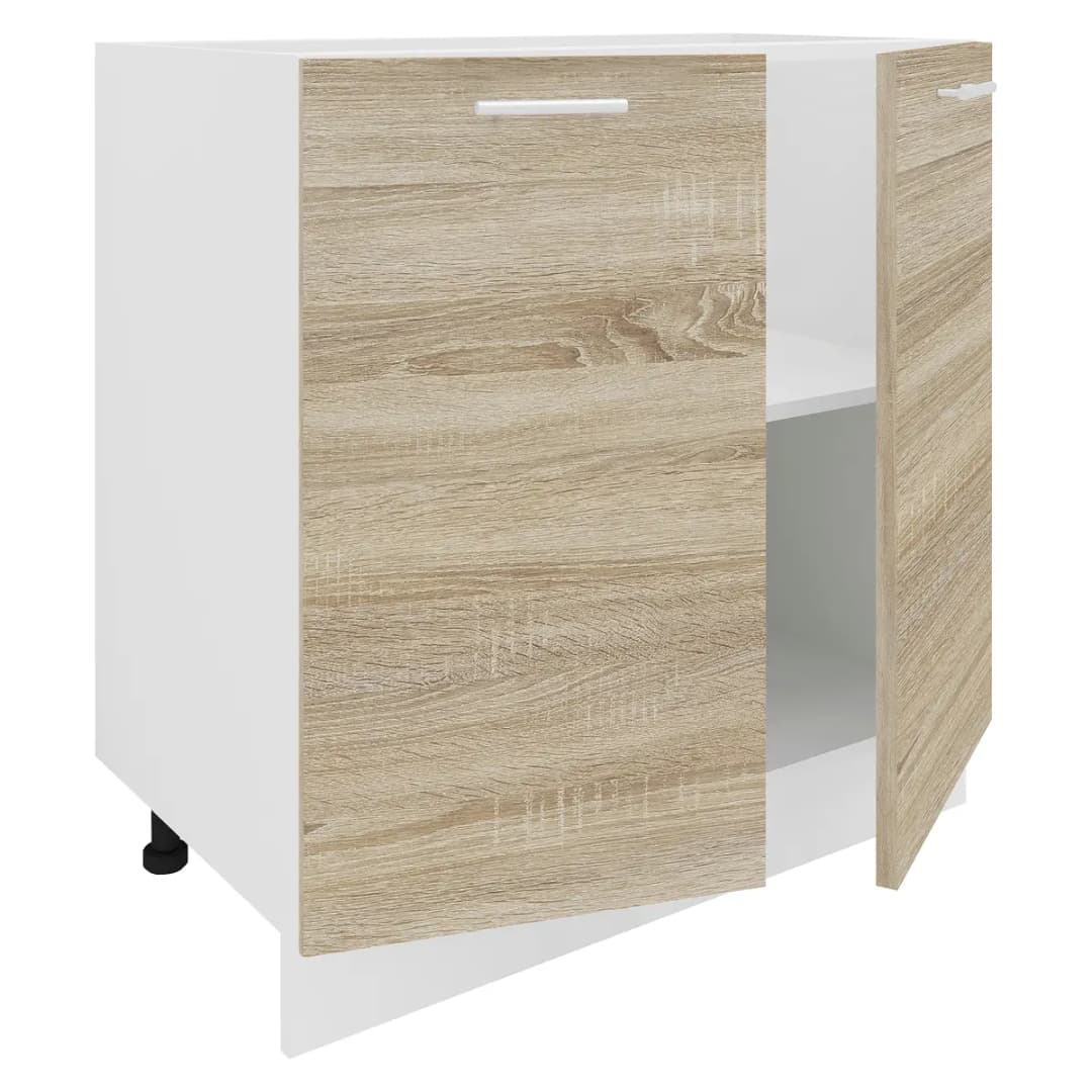 Unterschrank Esilo 80cm Weiß/Eiche Sonoma Dekor/Weiß | Holztöne