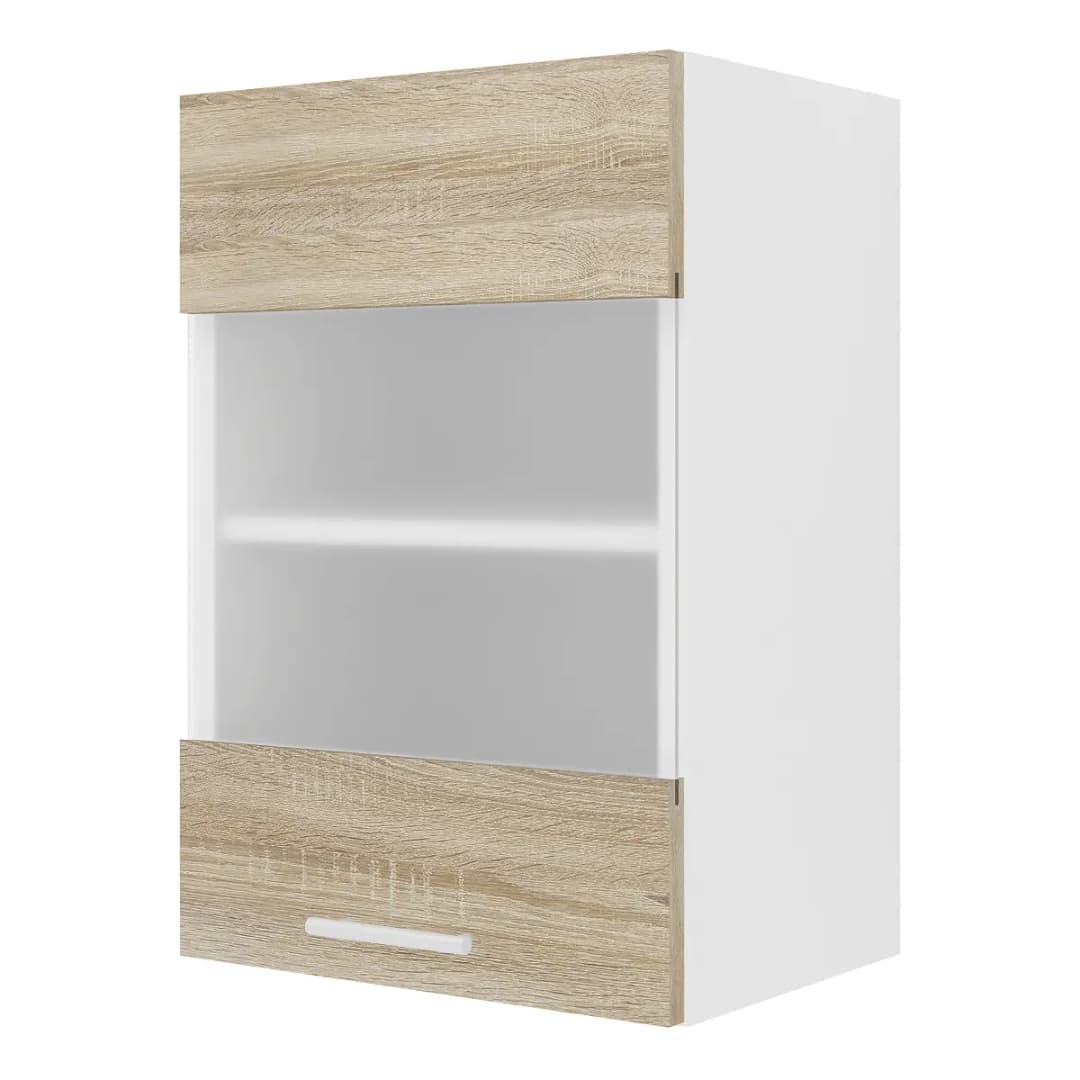 Hängeschrank Esilo mit Glastür 40cm Weiß/Eiche Sonoma Dekor/Weiß