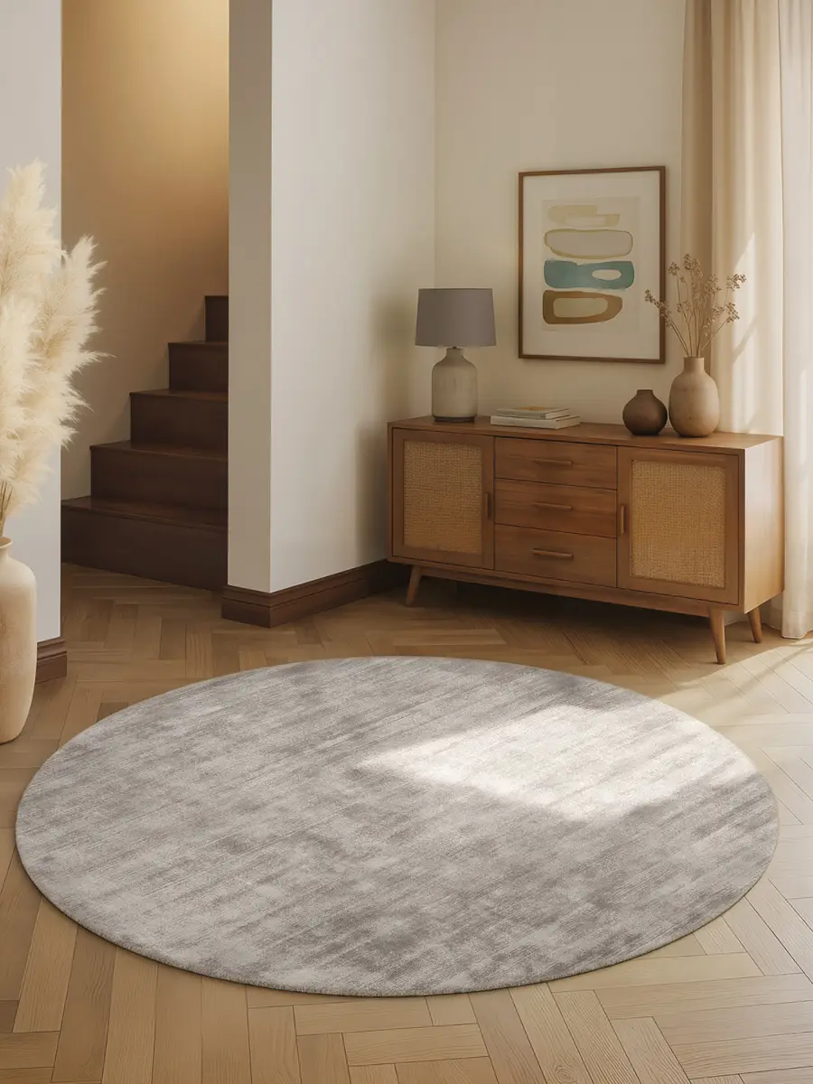 Vikosa Viskoseteppich Jane rund Grau/Silbergrau Ø 120cm | Grau