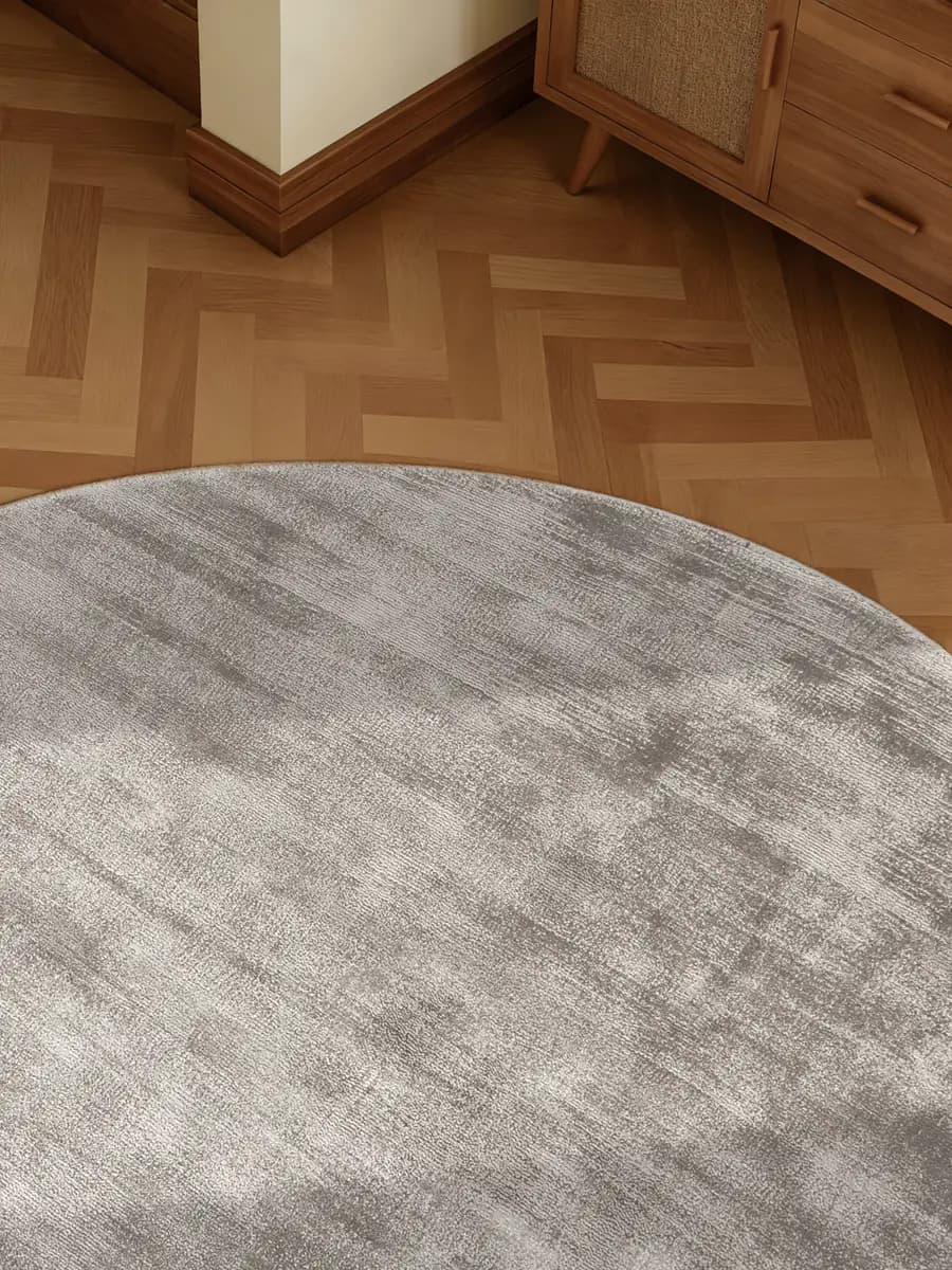 Vikosa Viskoseteppich Jane rund Grau/Silbergrau Ø 120cm | Grau