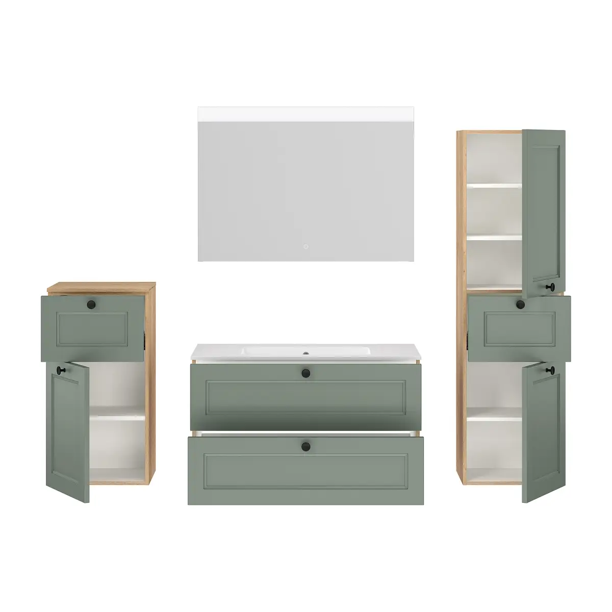 Badset Cascada 4-teilig Kombi F 190cm Grün/Schilfgrün | Grün