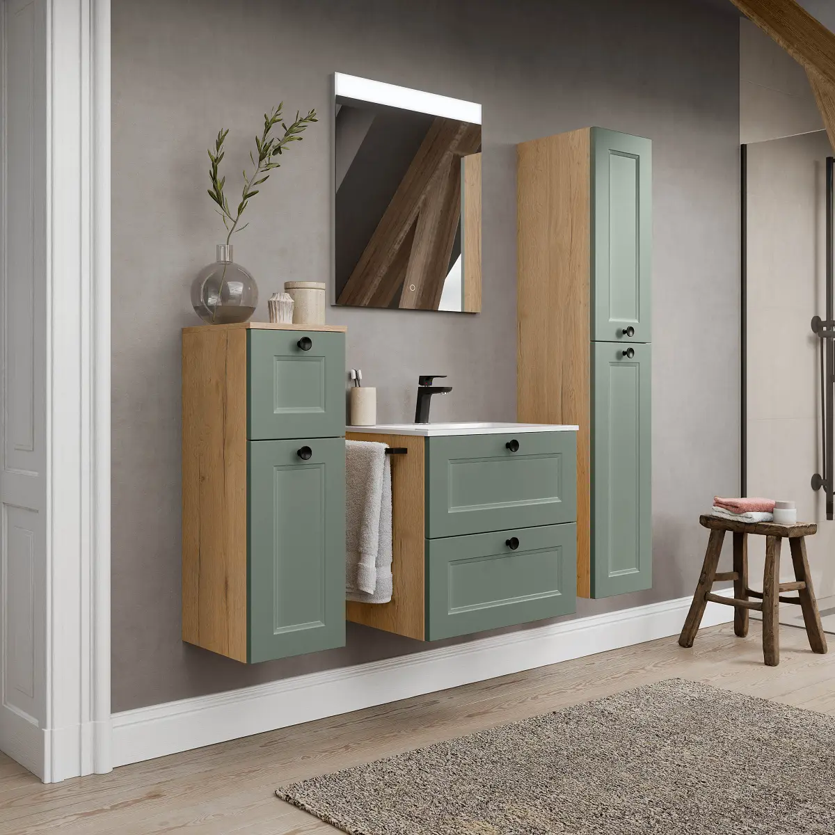 Badset Cascada 4-teilig Kombi F 120cm Grün/Schilfgrün | Grün