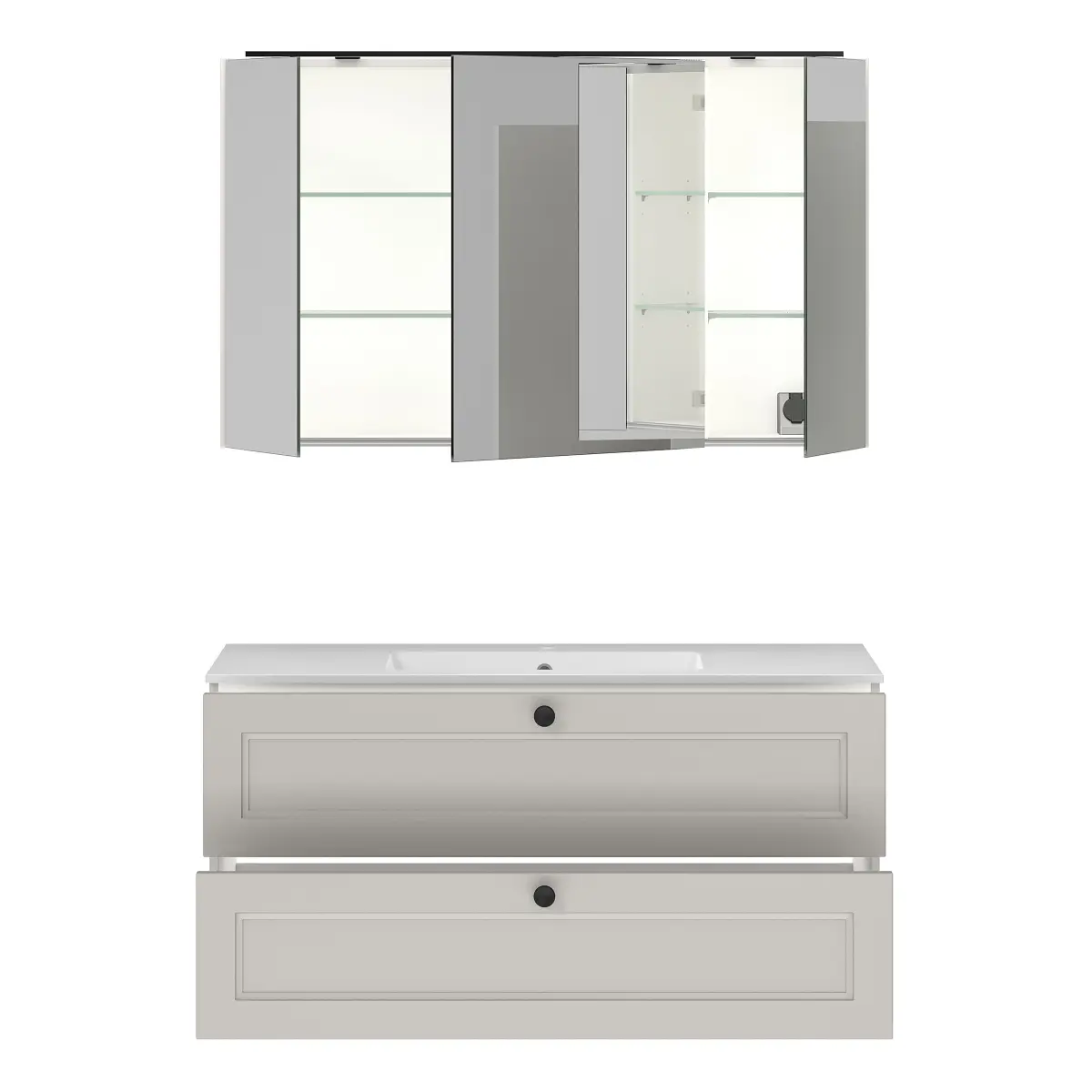 Badset Cascada 2-teilig Kombi G 120cm Grau/Steingrau | Grau