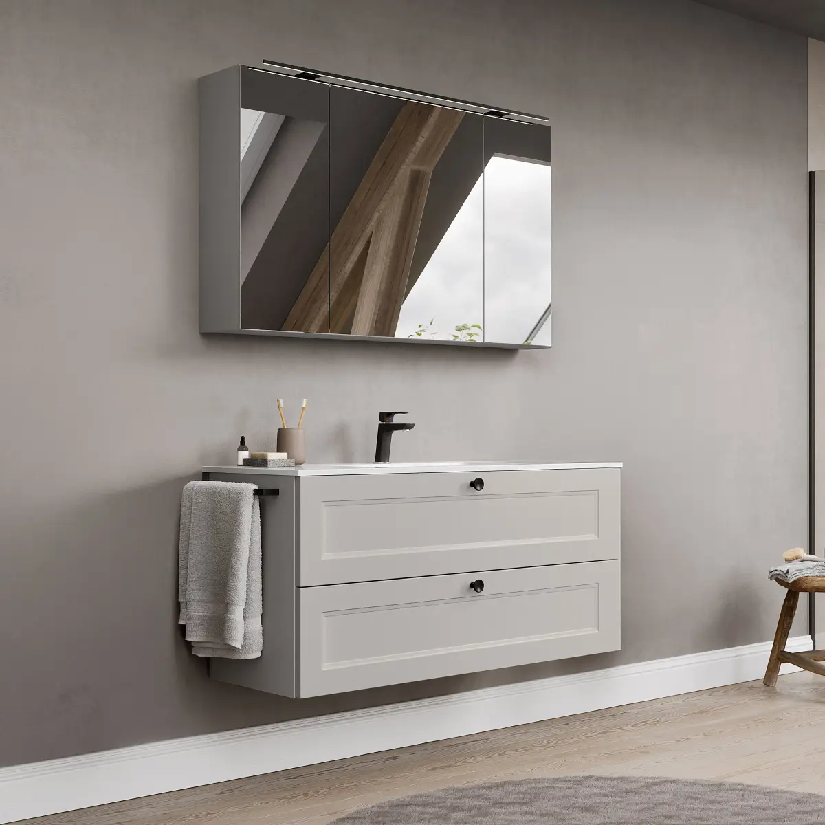 Badset Cascada 2-teilig Kombi G 120cm Grau/Steingrau | Grau