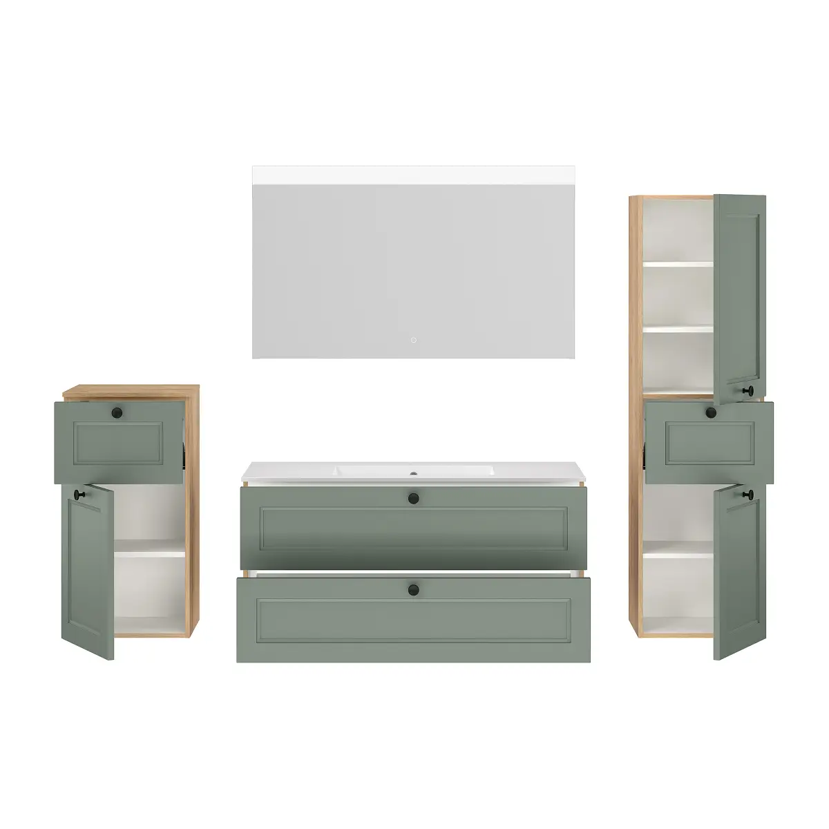 Badset Cascada 4-teilig Kombi F 210cm Grün/Schilfgrün | Grün
