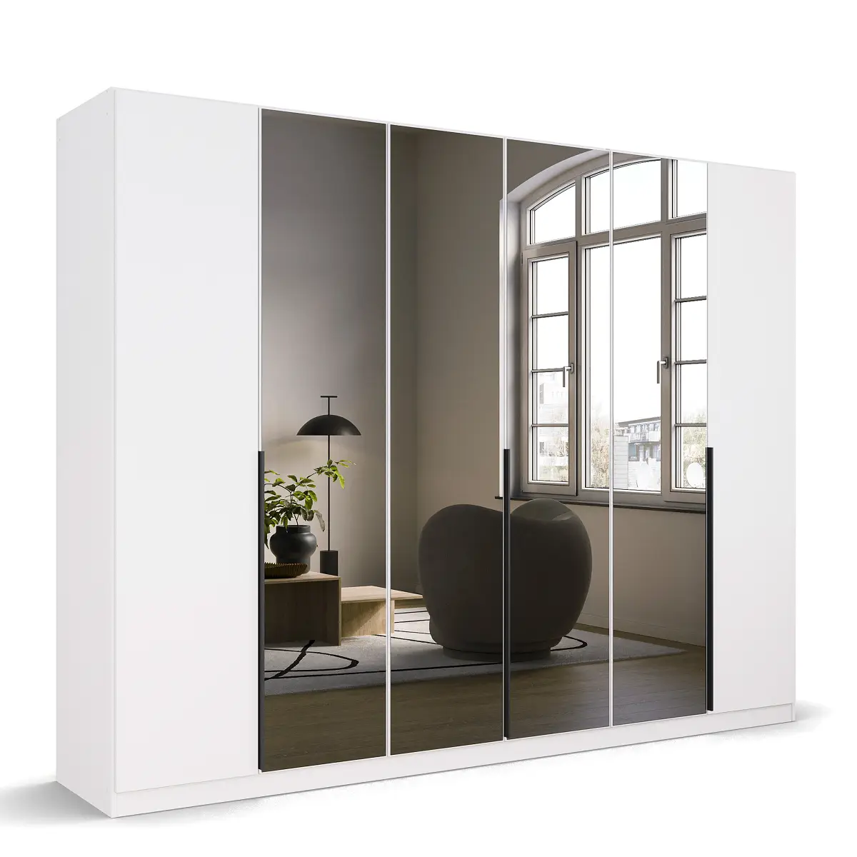 rauch Orange Drehtürenschrank Skyla Typ B 271 x 210cm Weiß/Alpinweiß
