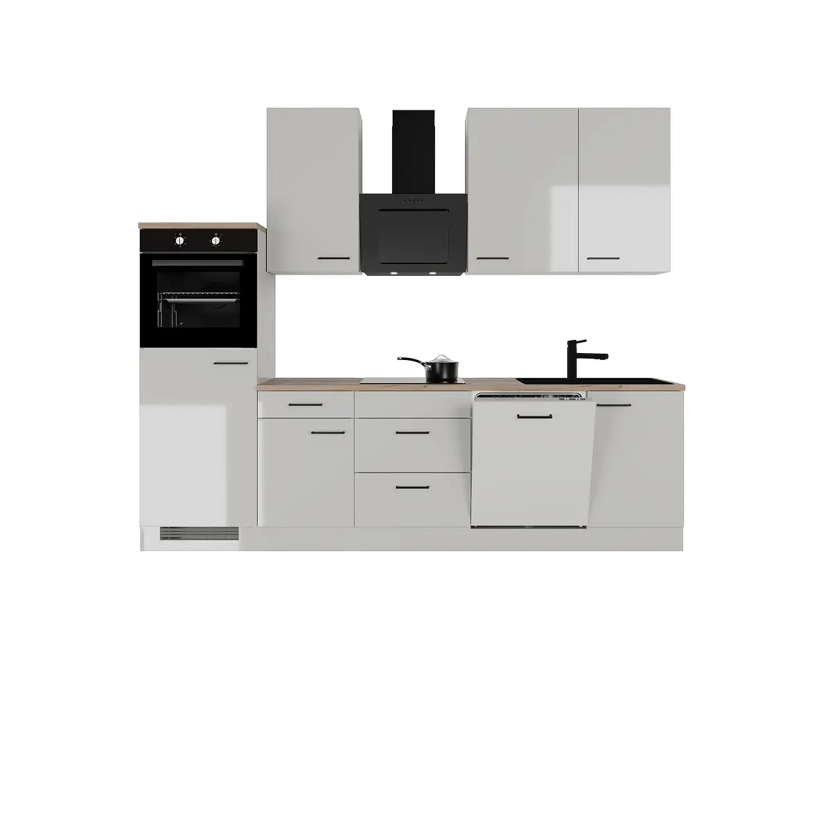 loftscape Autarke Küchenzeile 280 cm | Grau