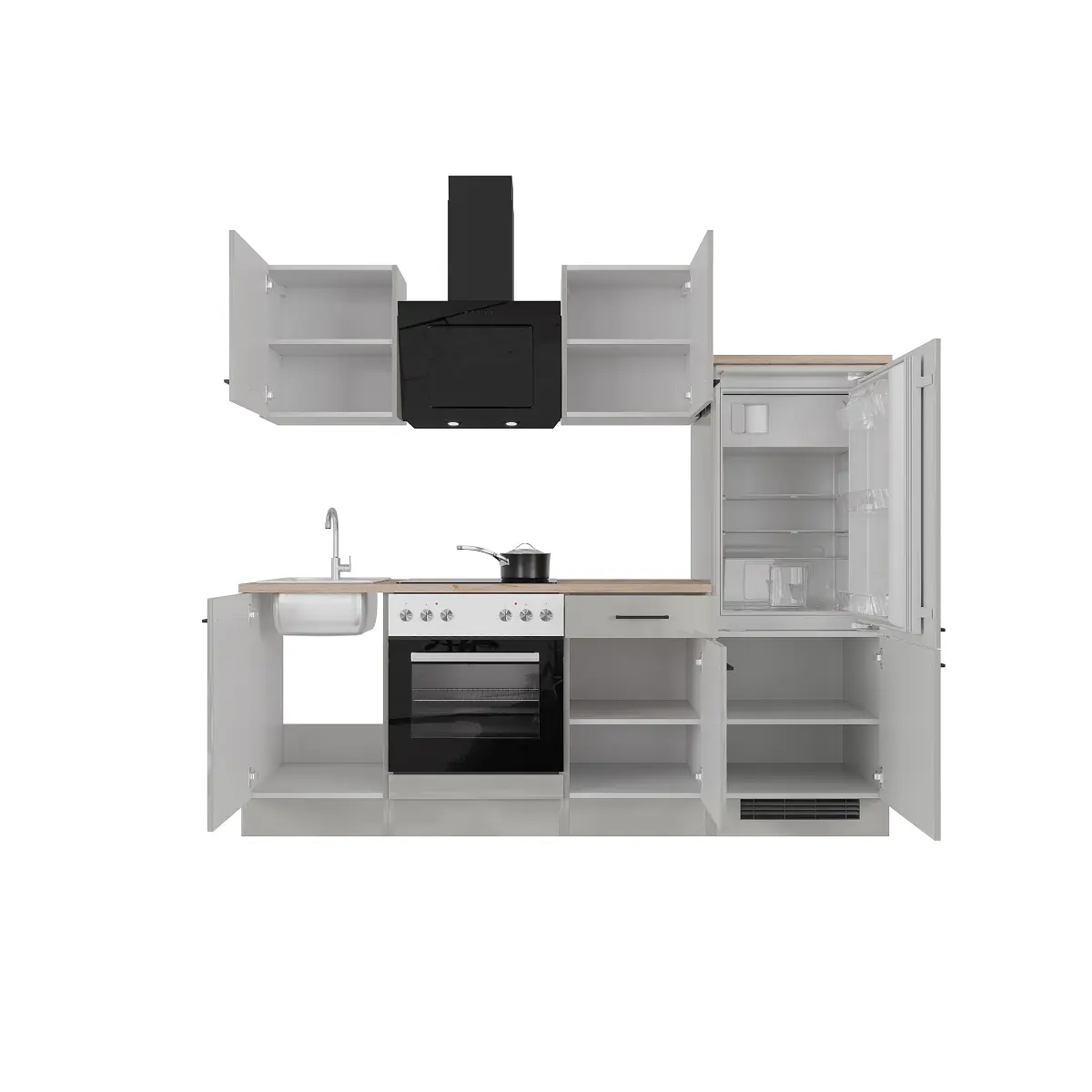 Küchenzeile 220 cm Kombi D | Grau