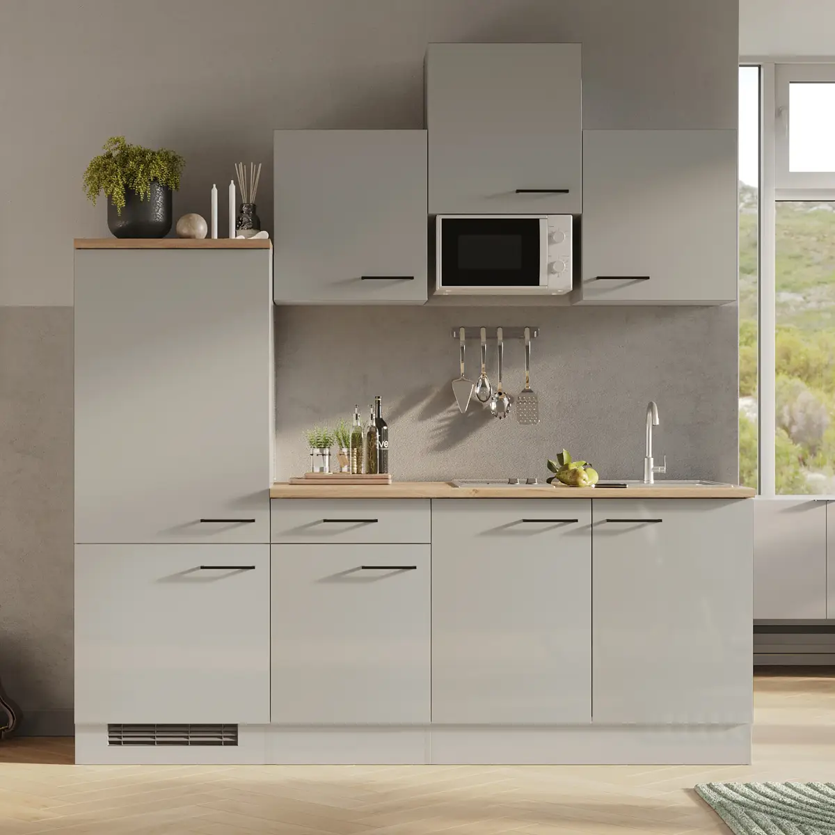 loftscape Küchenzeile 210 cm | Grau