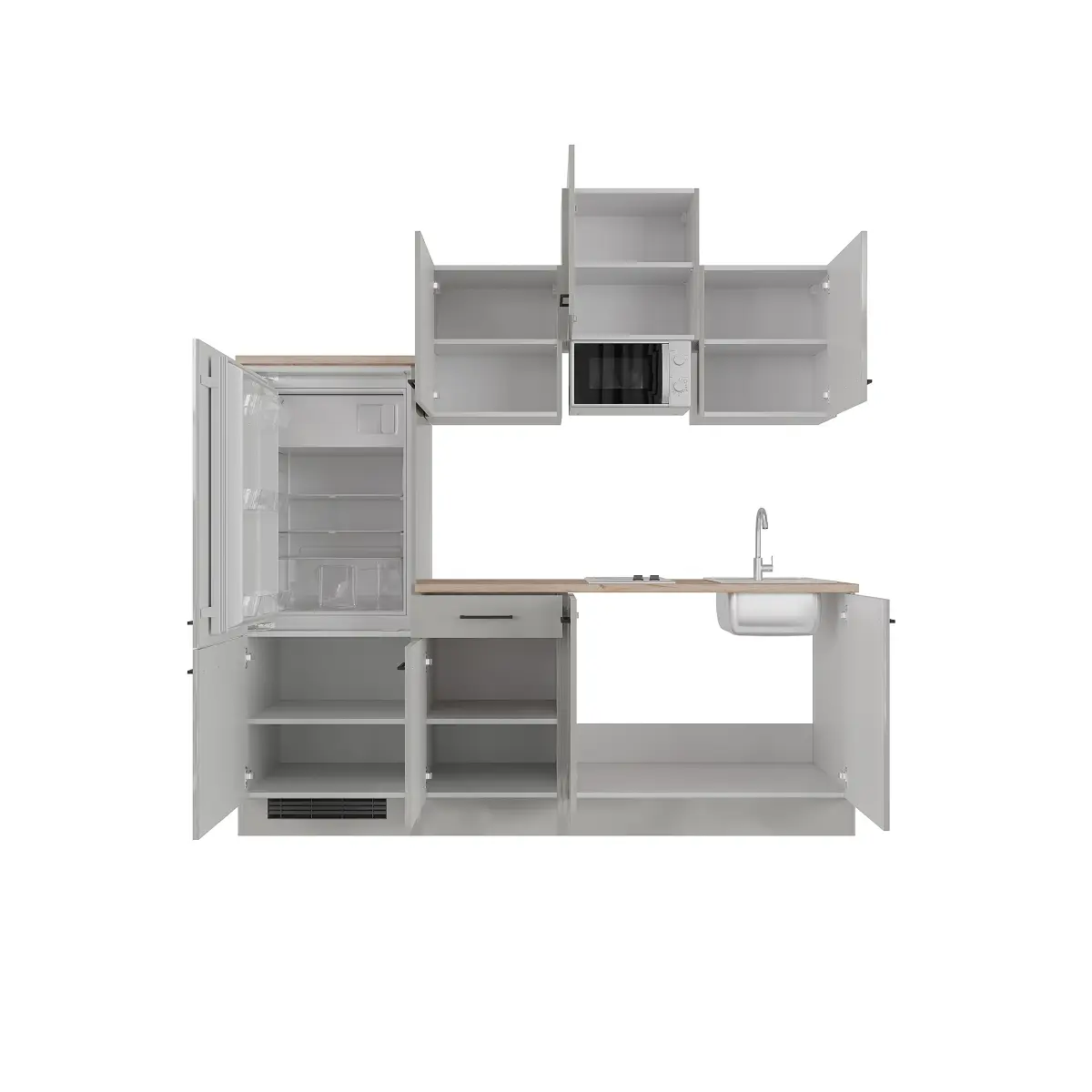 loftscape Küchenzeile 210 cm | Grau