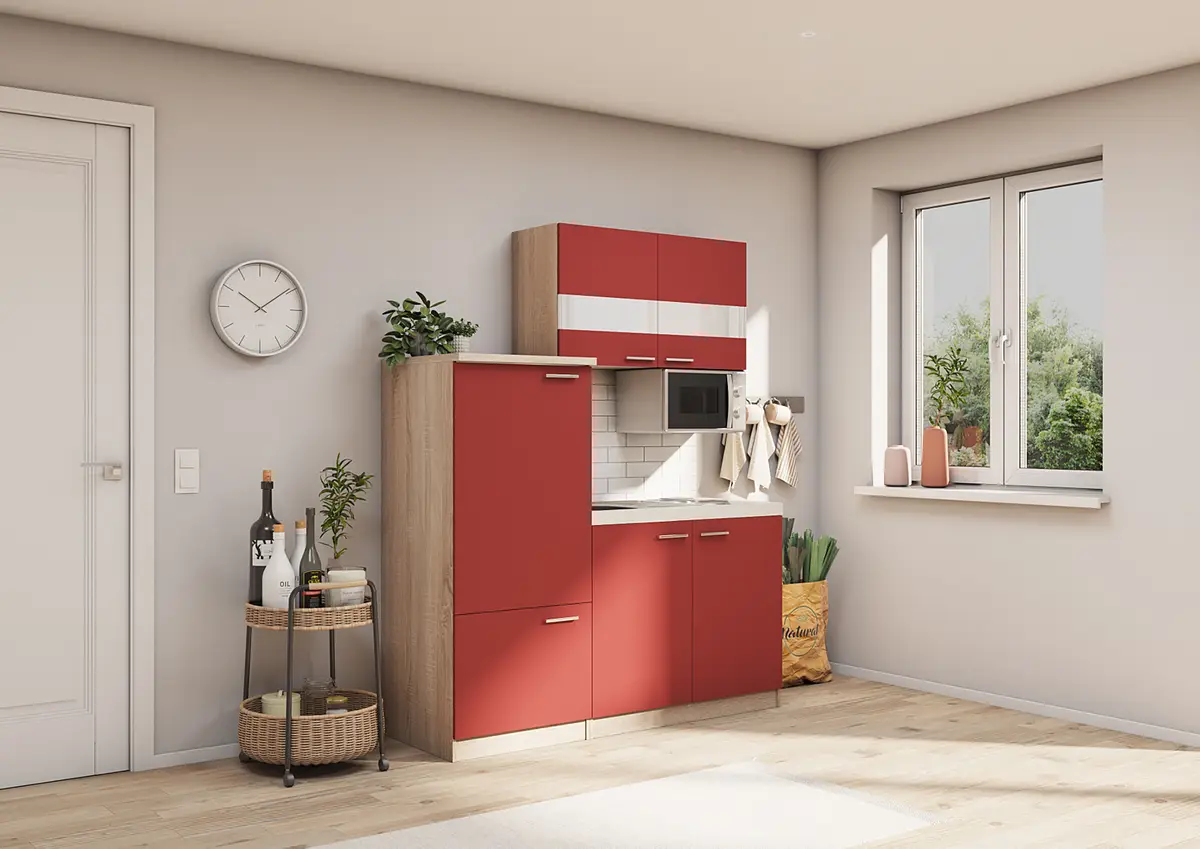 Singleküche Luis IV mit Mikrowelle | Rot