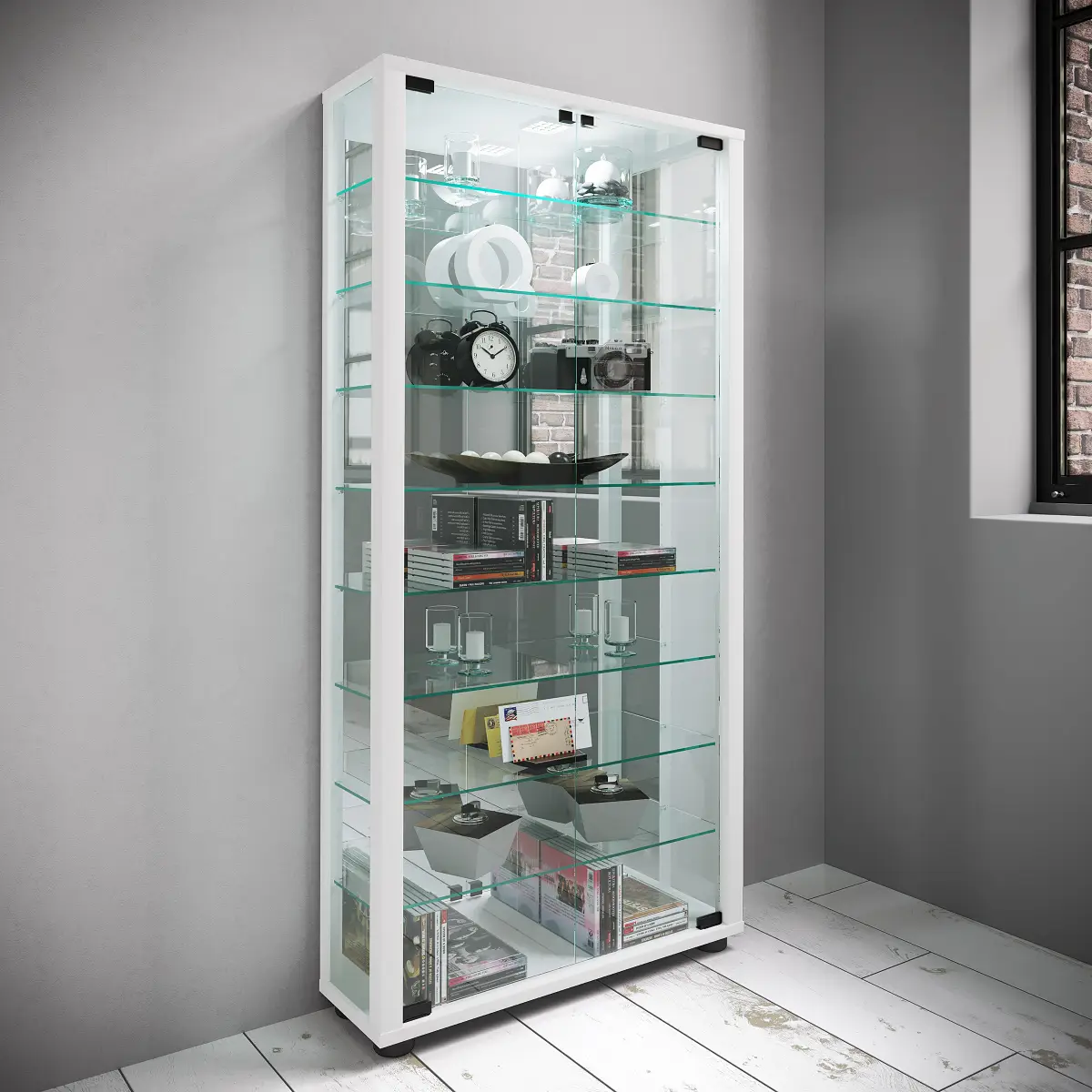 Vitrinenschrank Lumo Maxi | Weiß