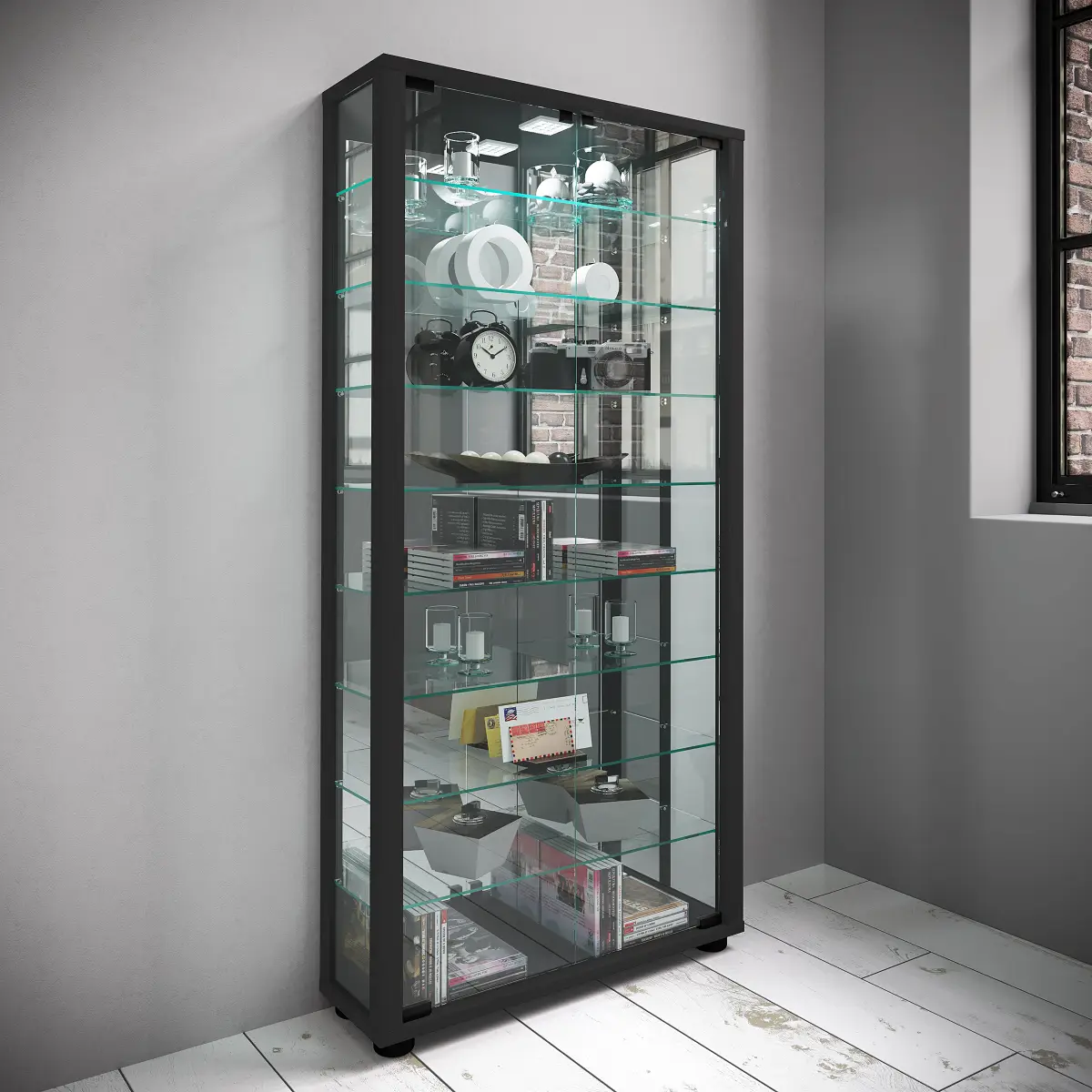 Vitrinenschrank Lumo Maxi | Schwarz