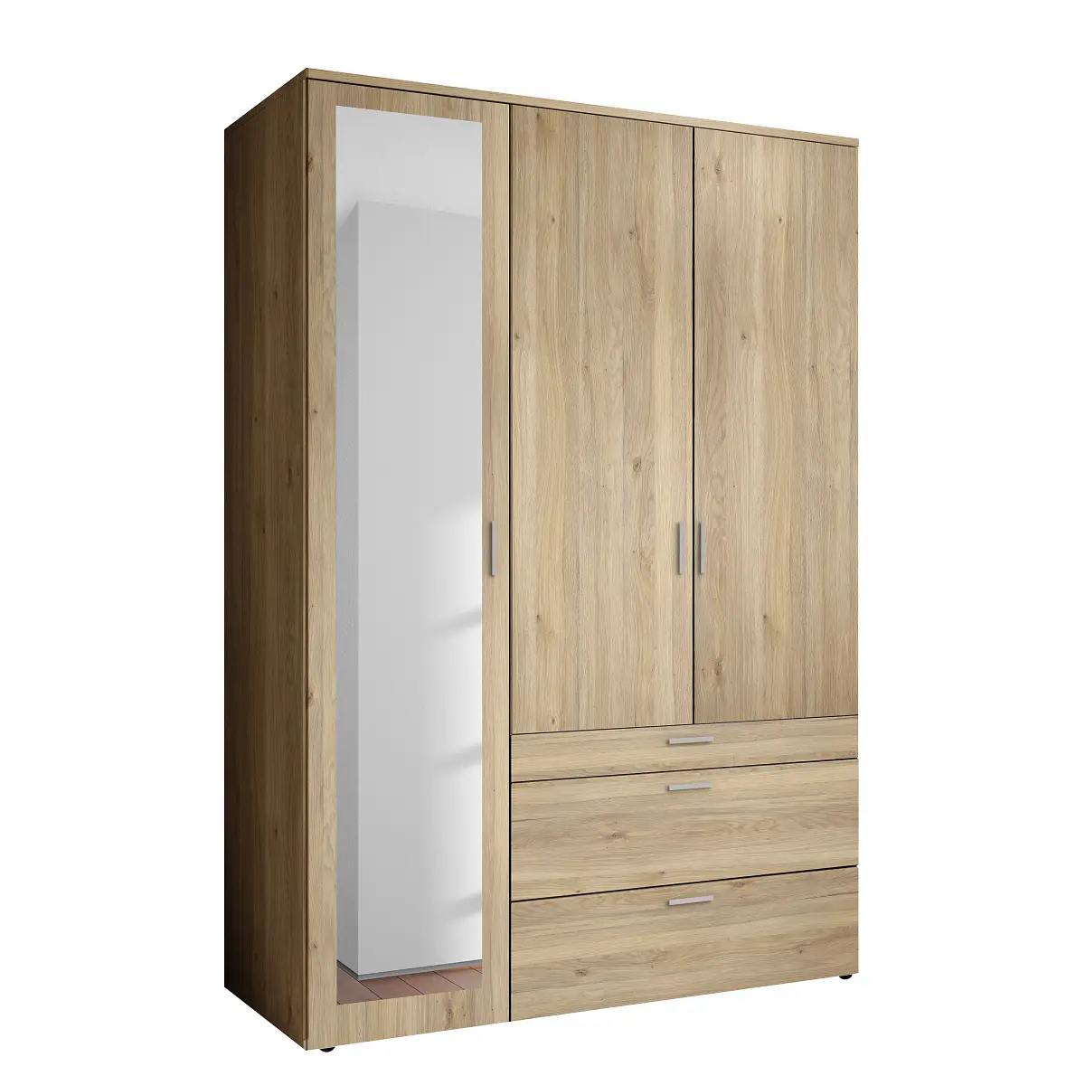 Drehtürenschrank Mohinora 135cm Braun/Eiche Mauvella Dekor