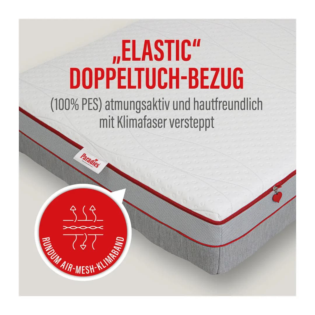 Taschenfederkernmatratze Paradies 80 x 200cm H2 Doppeltuch Weiß