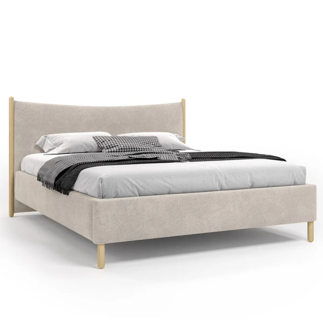 Studio Copenhagen Polsterbett 180 x 200cm Bouclé Stoff Sideri Beige