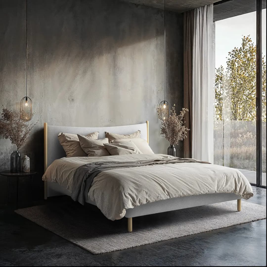 Polsterbett 180 x 200cm Bouclé Stoff Sideri Grau | Grau