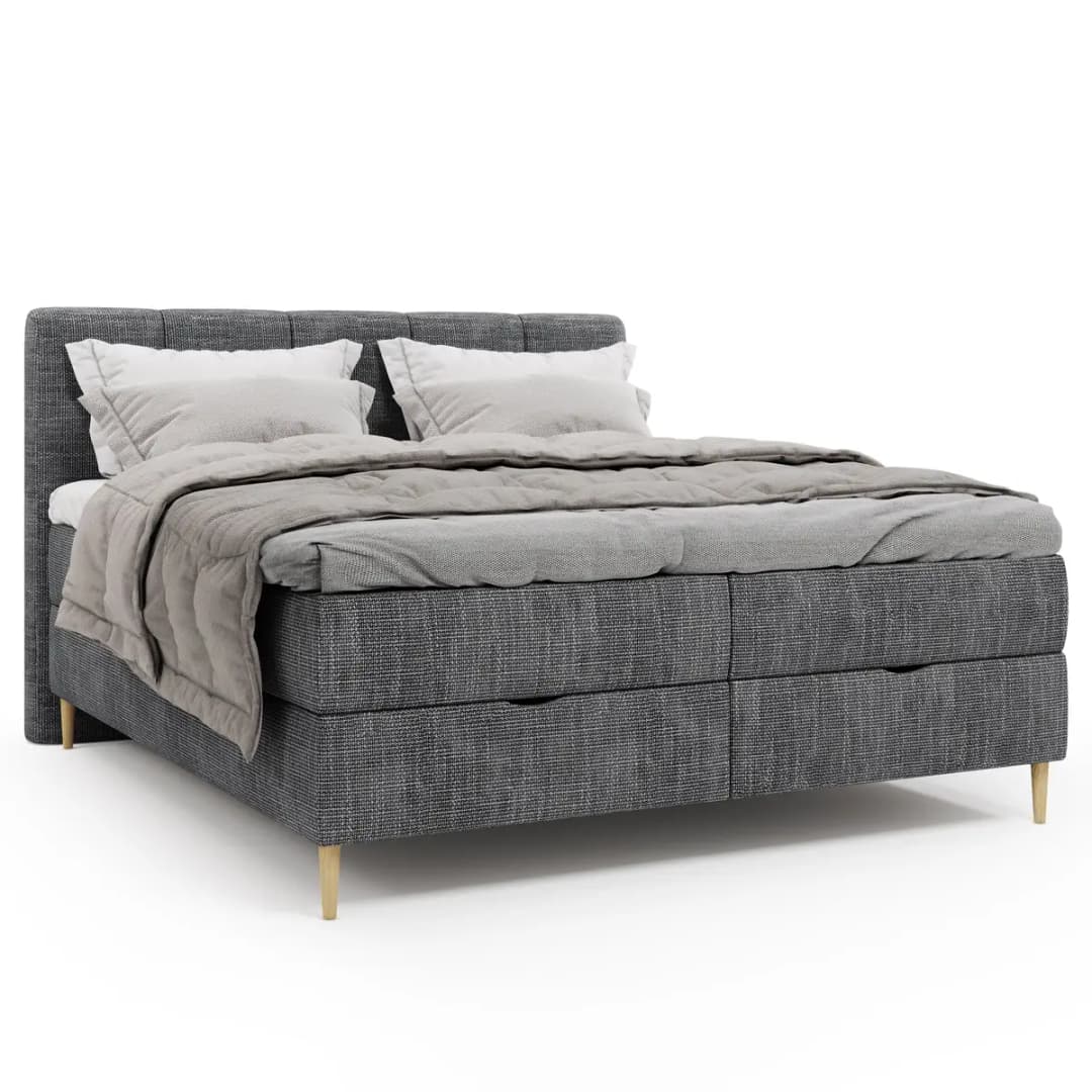 Boxspringbett 160 x 200cm Webstoff Krupa Grau | Grau