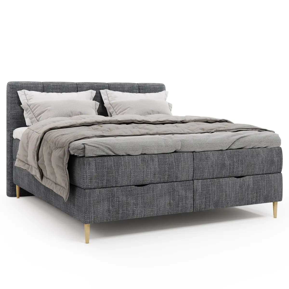 Boxspringbett 160 x 200cm Webstoff Krupa Grau | Grau