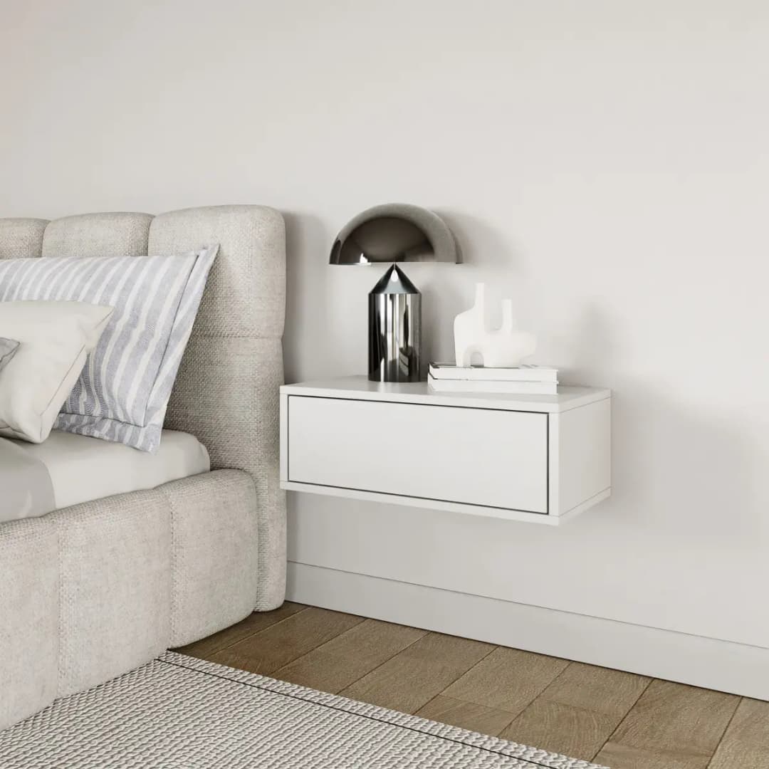 Hänge-Nachtkommode Framme 20cm Weiß/Weiß | Weiß