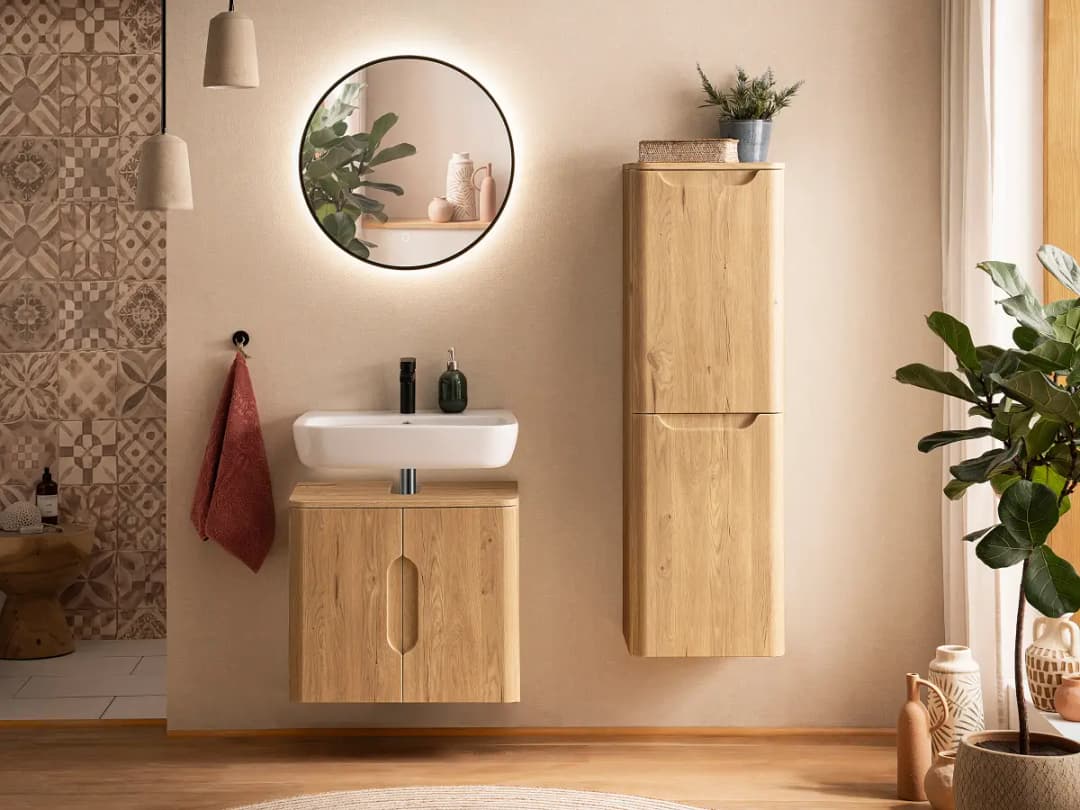 Waschbeckenunterschrank 60 cm | Holztöne