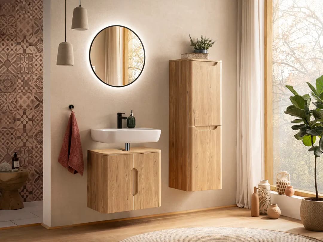 Waschbeckenunterschrank 60 cm | Holztöne