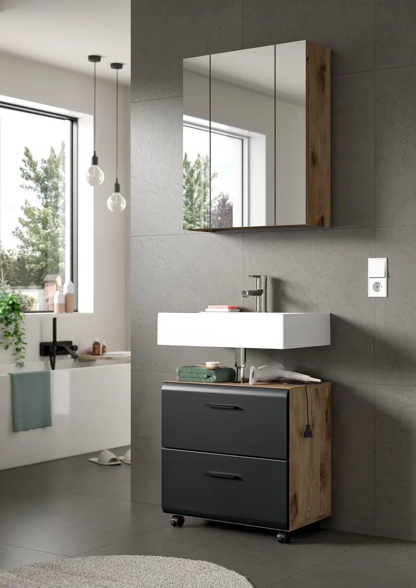 xonox home Waschbeckenunterschrank Typ D | Schwarz