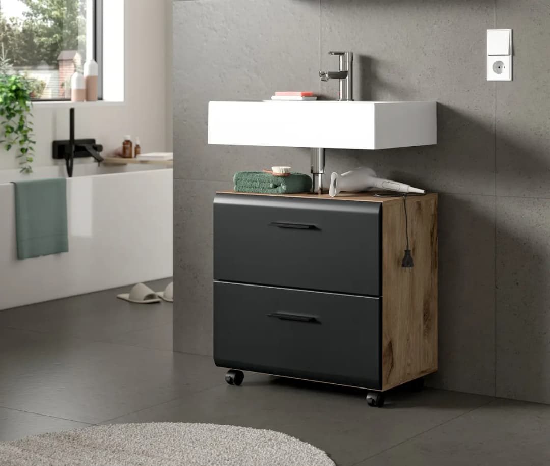xonox home Waschbeckenunterschrank Typ D | Schwarz