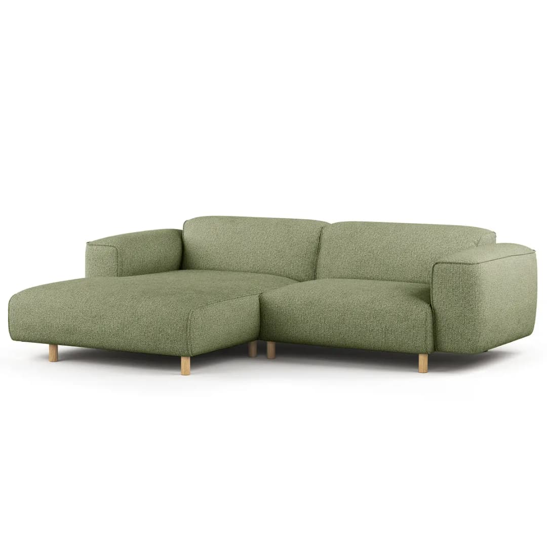 Ecksofa 1,5-Sitzer mit Longchair Grün Webstoff Amaris | Grün