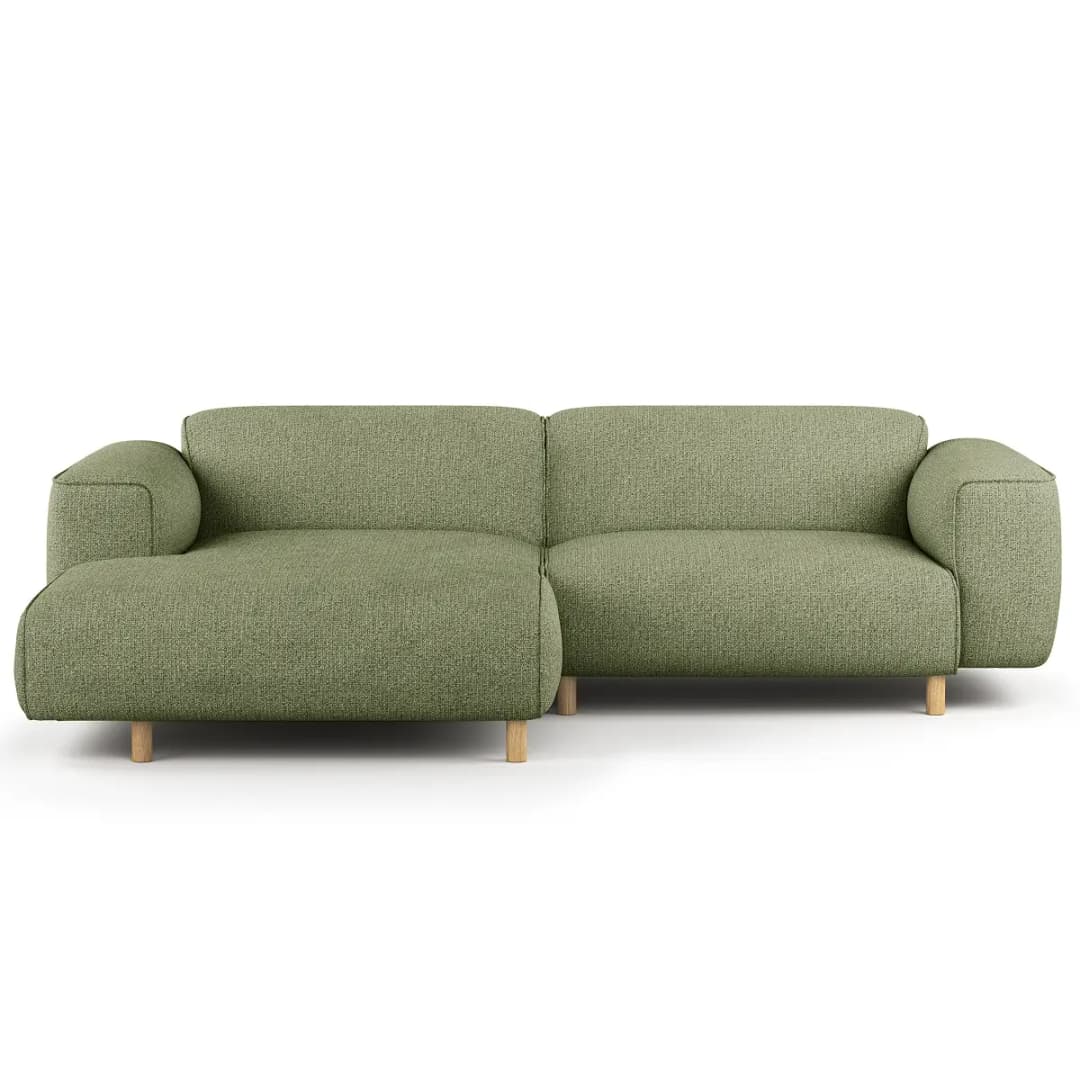 Ecksofa 1,5-Sitzer mit Longchair Grün Webstoff Amaris | Grün