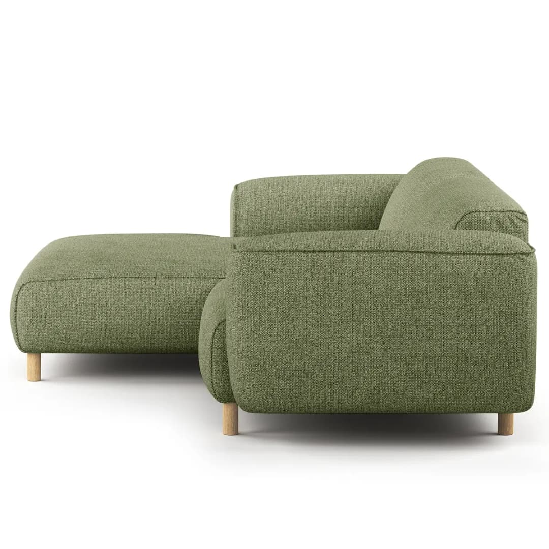 Ecksofa 1,5-Sitzer mit Longchair Grün Webstoff Amaris | Grün