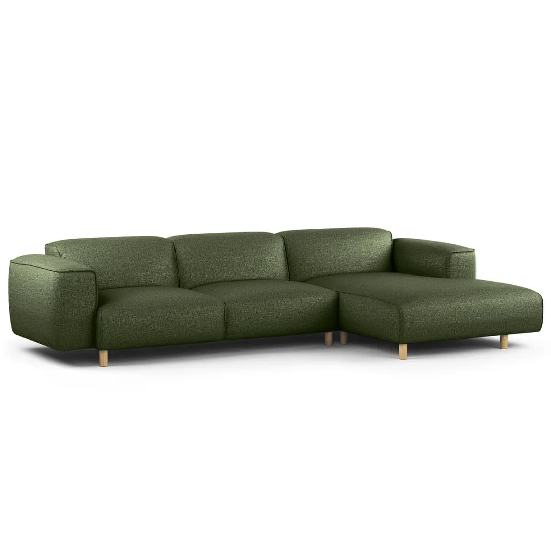 Ecksofa 2,5-Sitzer mit Longchair Grün Chenille Buladi | Grün