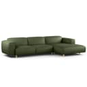 Ecksofa 2,5-Sitzer mit Longchair Grün Chenille Buladi | Grün