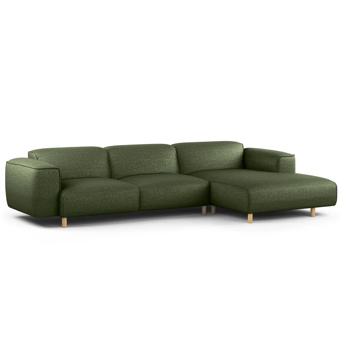 Ecksofa 2,5-Sitzer mit Longchair Grün Chenille Buladi | Grün