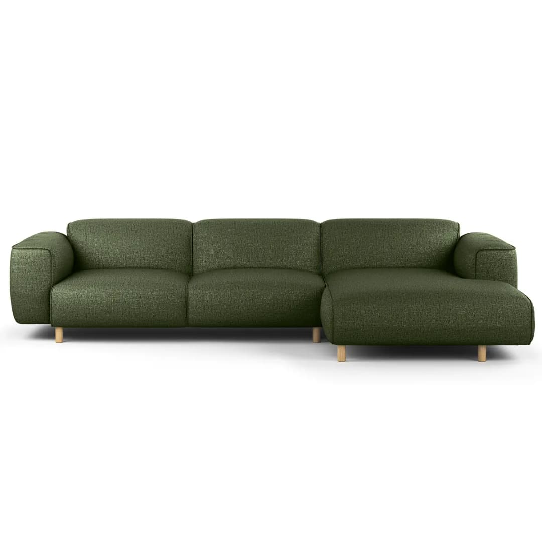 Ecksofa 2,5-Sitzer mit Longchair Grün Chenille Buladi | Grün