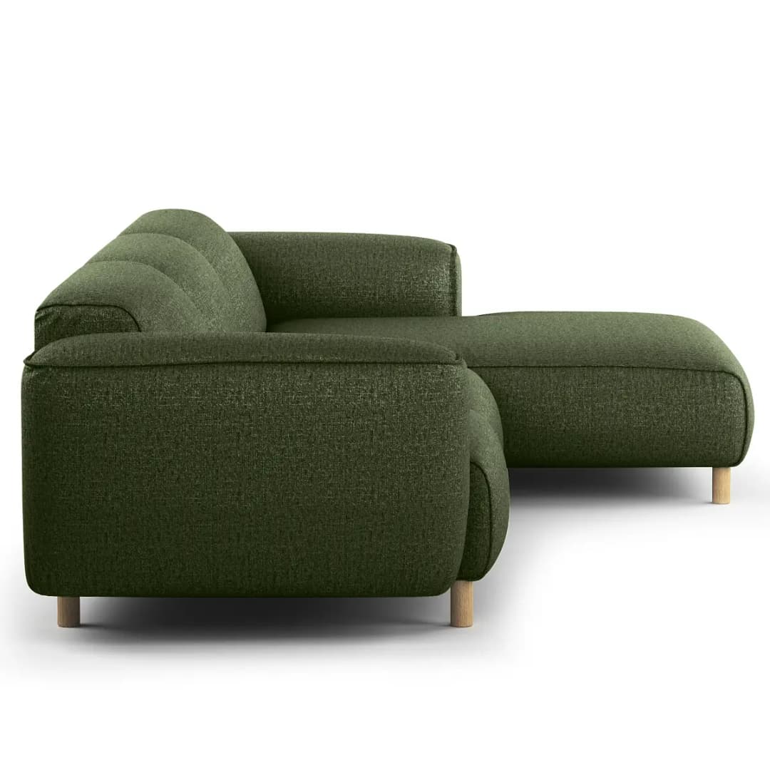 Ecksofa 2,5-Sitzer mit Longchair Grün Chenille Buladi | Grün