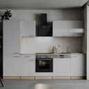 Küchenzeile Merle V 280cm Weiß/Weiß Glaskeramik mit Elektrogeräten