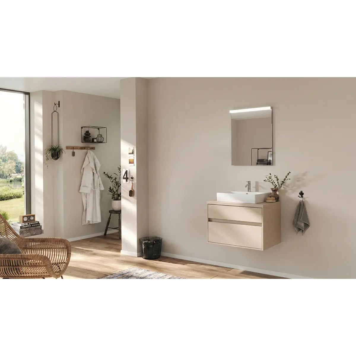 Badset Unique 2-teilig vormontiert 70cm Beige/Kaschmir | Beige