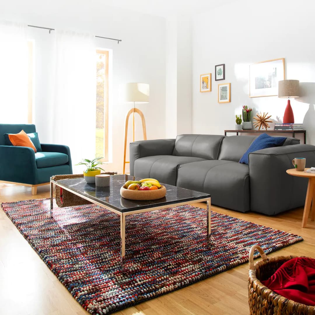 3-Sitzer Sofa Grau Echtleder Neka | Grau