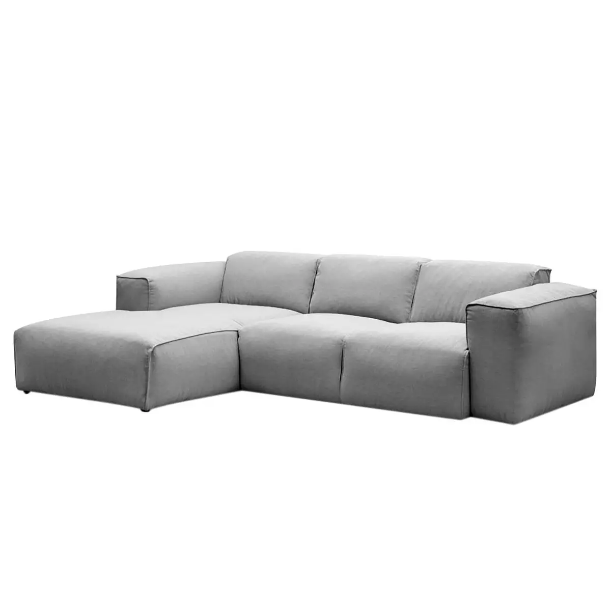 Ecksofa 3-Sitzer mit Longchair Grau Webstoff Saia | Grau