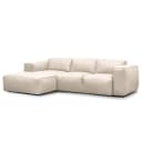 Ecksofa 3-Sitzer mit Longchair Grau/Hellgrau Echtleder Neka