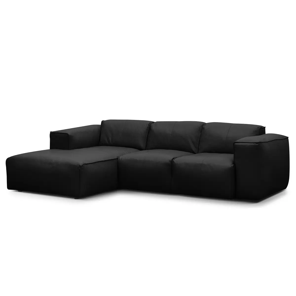 Ecksofa 3-Sitzer mit Longchair Neka | Schwarz