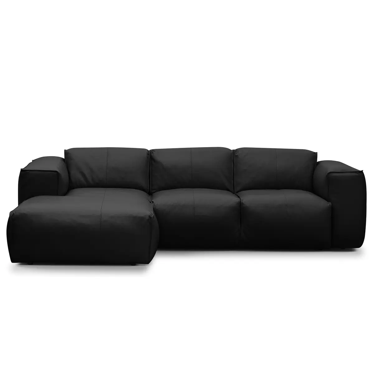 Ecksofa 3-Sitzer mit Longchair Neka | Schwarz