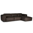 Ecksofa 3-Sitzer mit Longchair Braun Echtleder Neka | Braun