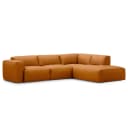 Ecksofa 3-Sitzer mit Recamiere Braun Echtleder Neka | Braun