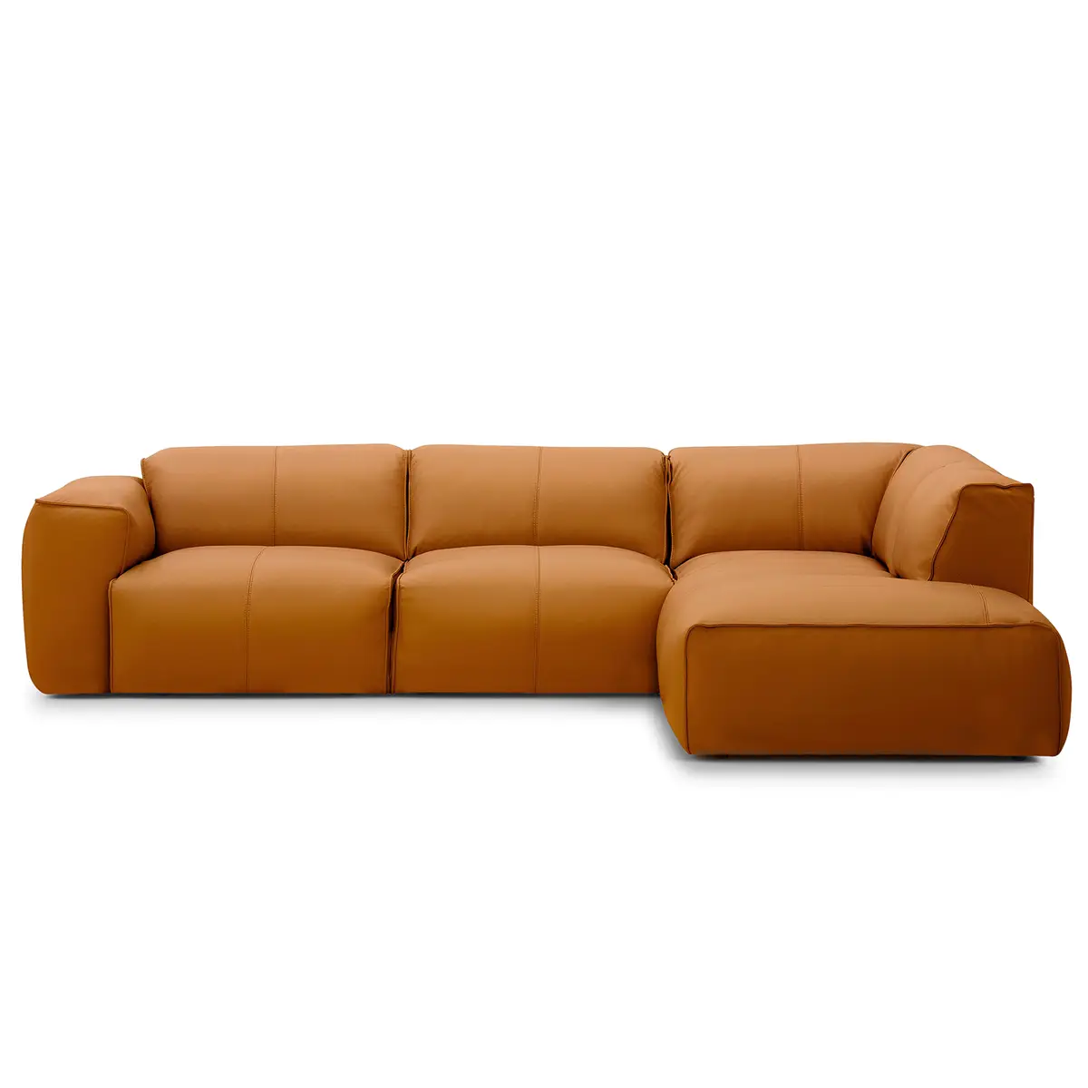 Ecksofa 3-Sitzer mit Recamiere Braun Echtleder Neka | Braun