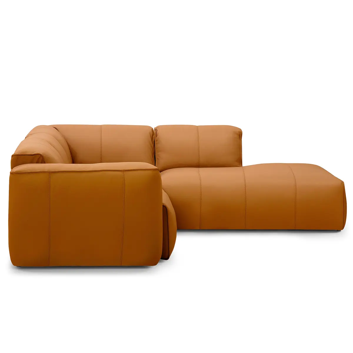Ecksofa 3-Sitzer mit Recamiere Braun Echtleder Neka | Braun