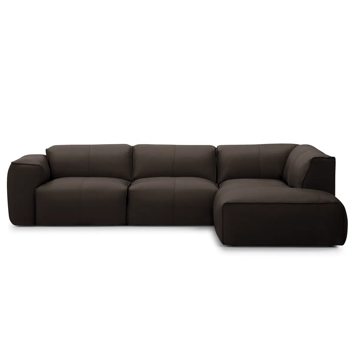 Ecksofa 3-Sitzer mit Recamiere Braun Echtleder Neka | Braun